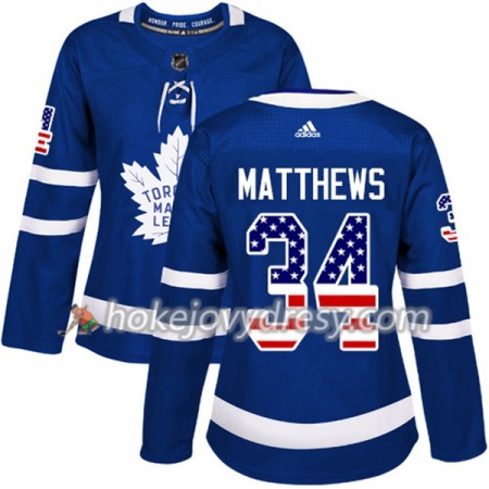 Dámské Hokejový Dres Toronto Maple Leafs Auston Matthews 34 2017-2018 USA Flag Fashion Modrá Adidas Authentic
